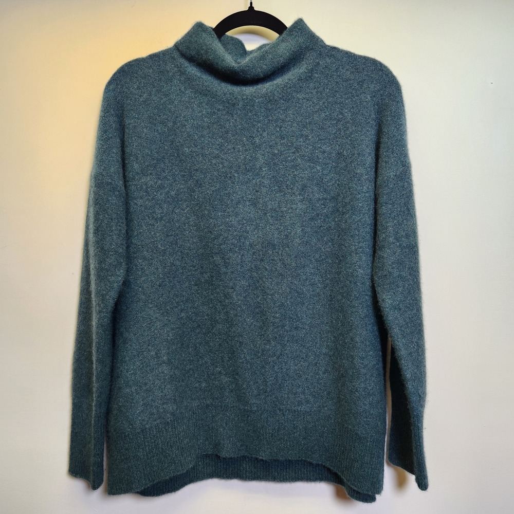 Vince Boiled Cashmere Funnel Neck Pullover Sweater Med Green